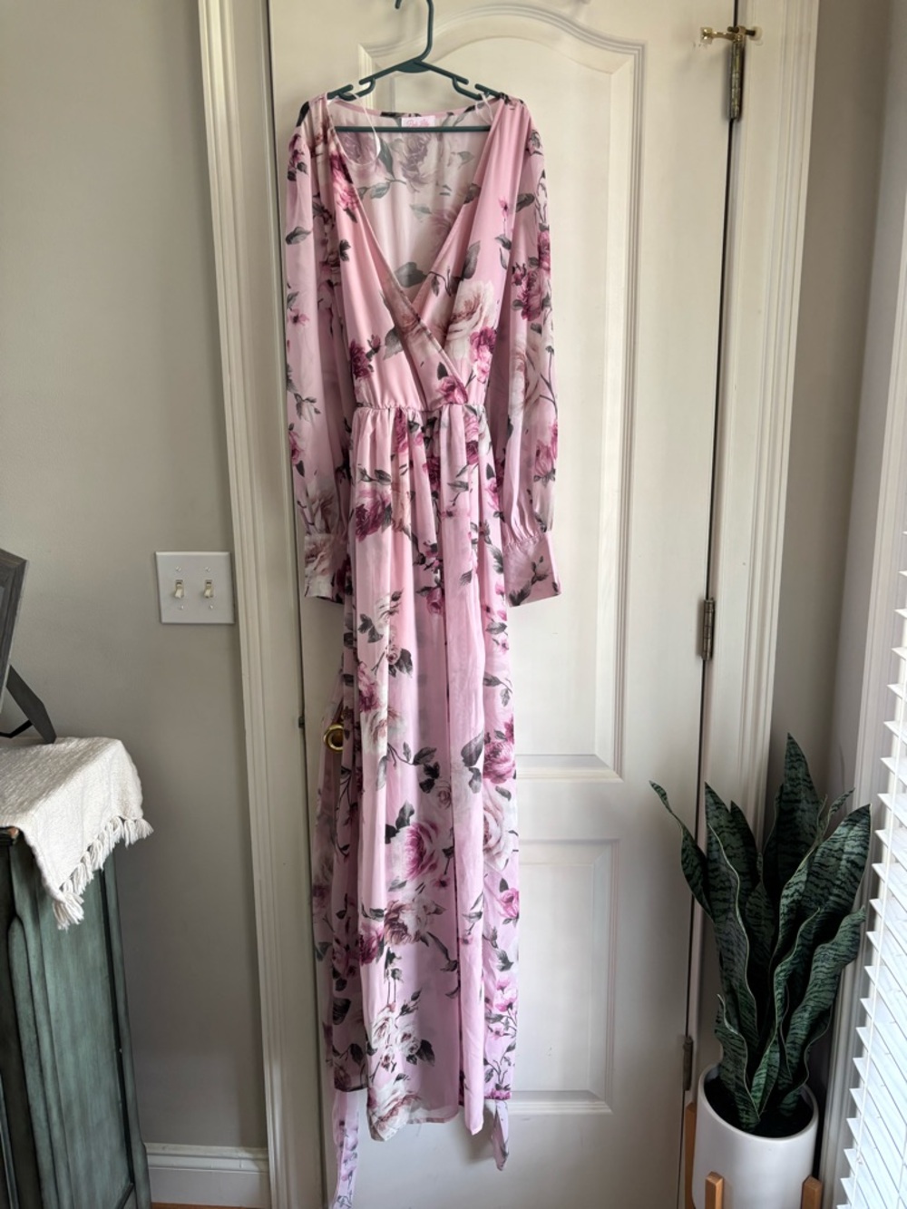 Lily Pink w Floral Wrap Maxi Dress